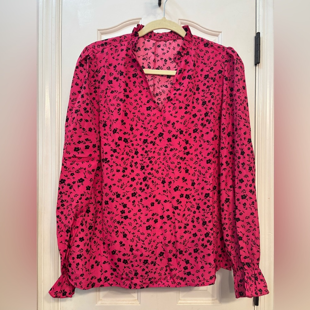NWOT Fuchsia floral long sleeve top
